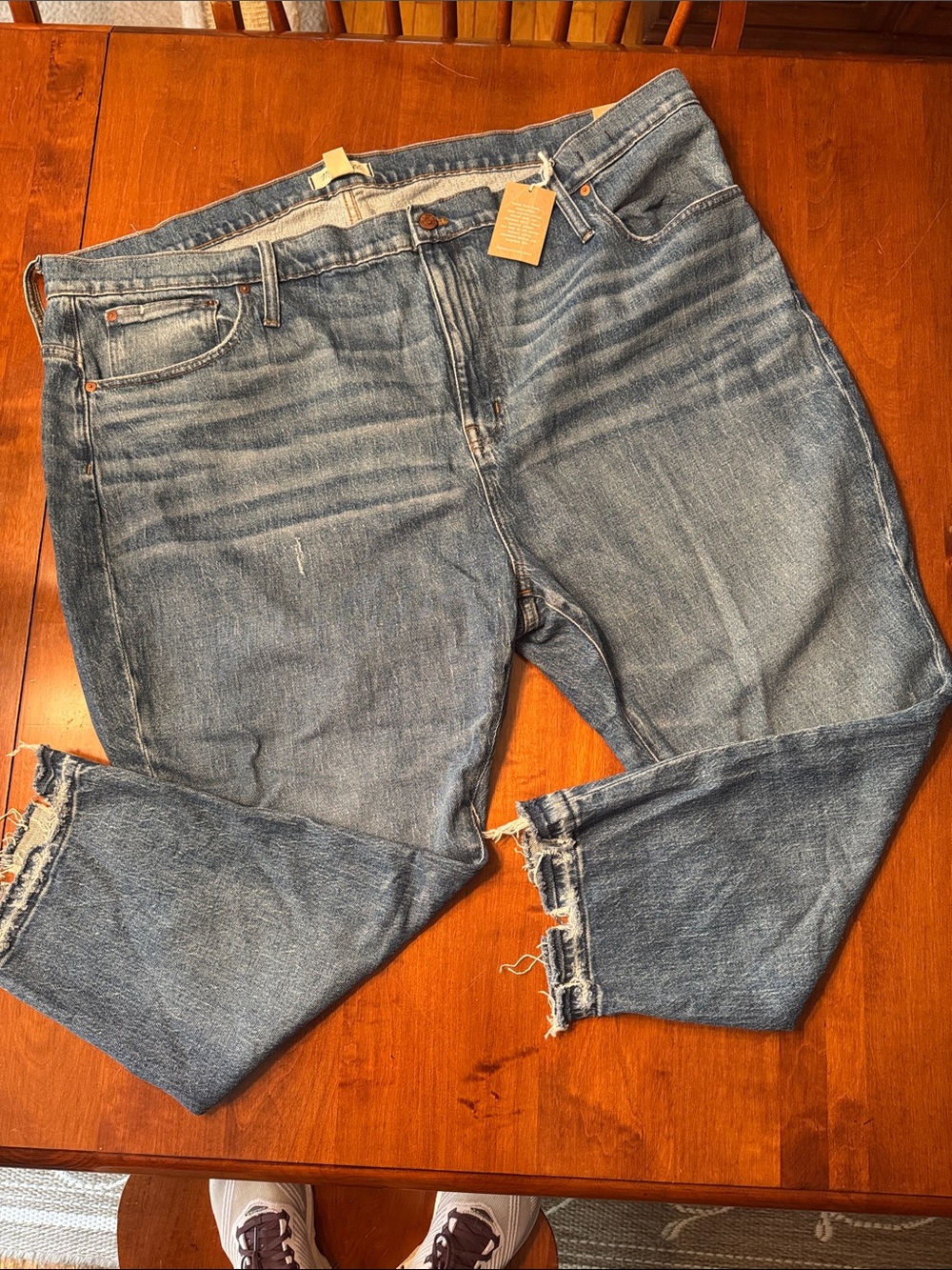 Madewell Boyfriend Jeans in Washed Blue with Frayed Hems